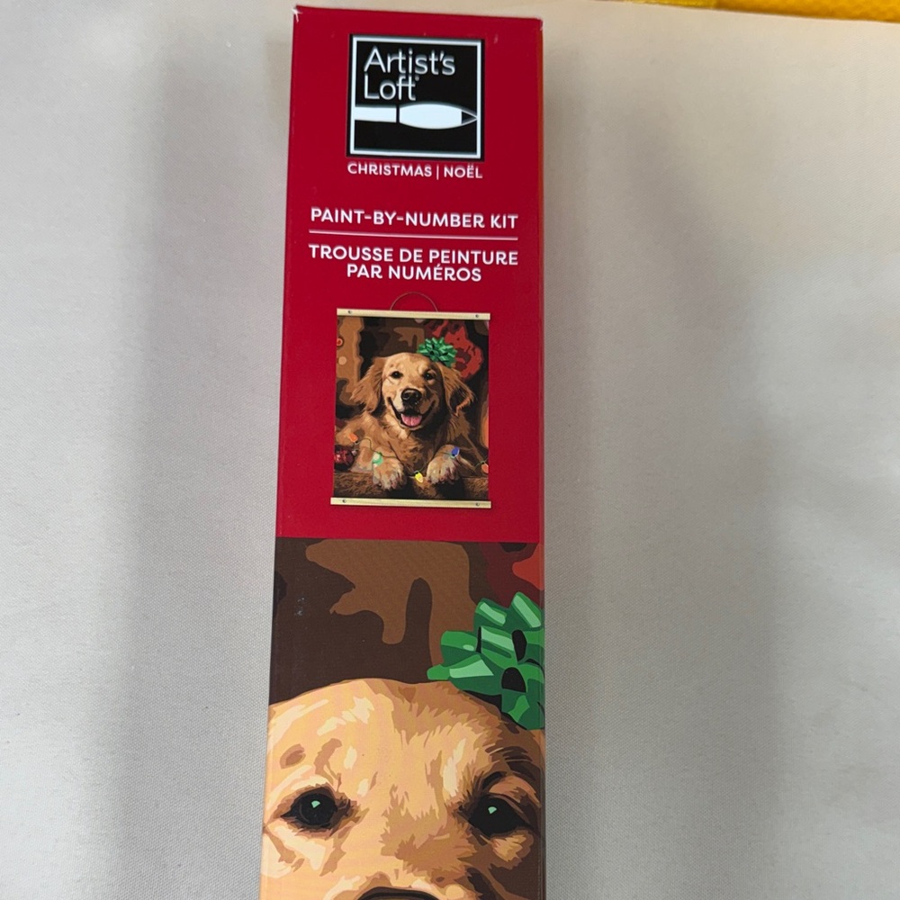 Artist’s Loft Christmas Paint-by-Number Kit Dog with bow Christmas Lights DIY